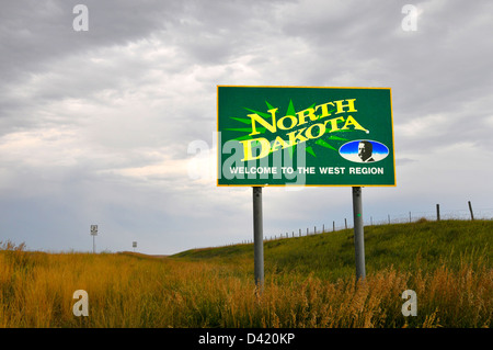 Willkommen Sie in North Dakota Zeichen Grenze ND uns Stockfoto