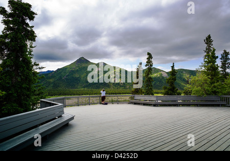 Parkbesucher Blick auf Savage River, Primrose Rastplatz, Denali National Park, Alaska, USA Stockfoto