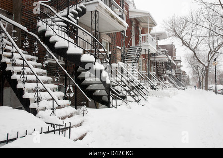 Villeray Bereich Montreal, Winterszene Stockfoto