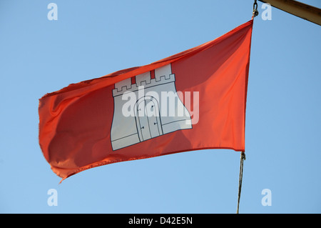 Hamburg, Deutschland, die Nationalflagge der freien und Hansestadt Hamburg Stockfoto