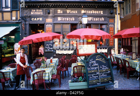 Restaurant Cafe Au Vieux Straßburg Elsass Frankreich Stockfoto