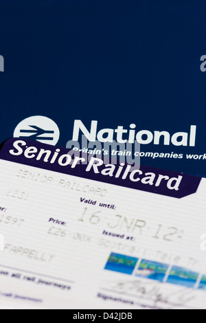 Senioren-Abonnements für British Rail-Kunden. Stockfoto