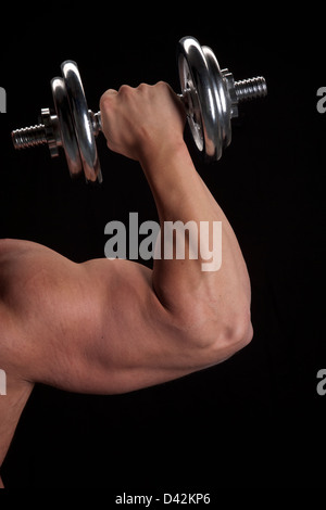 Freiburg, Deutschland, den Arm eines Bodybuilders mit Hantel Stockfoto