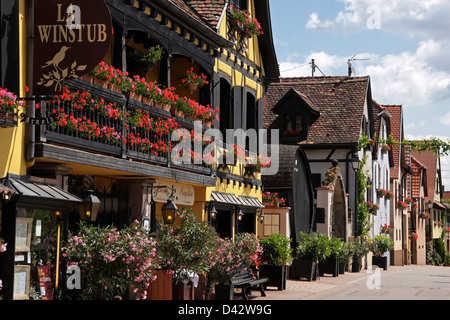 Dorf mit Fachwerkhäusern im Elsass/Frankreich Stockfoto