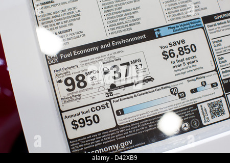 A 2013 Chevy Volt Plug-in-Elektro-Auto auf dem Display an der 2013 Automesse in Washington, DC. Stockfoto