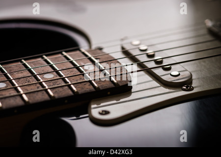 Nahaufnahme von Fender Stratocaster e-Gitarre. Stockfoto