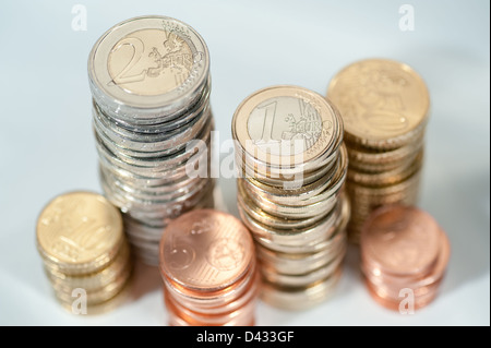 Hamburg, Deutschland, ein Haufen von Euro-Münzen Stockfoto