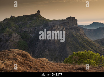 Roque Nublo von Degollada de Becerra, Gran Canaria, Kanarische Inseln, Spanien Stockfoto