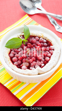 Kleine Beeren-Pudding mit roten Johannisbeeren, Nahaufnahme Stockfoto