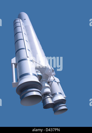 Modell einer Ariane-Rakete vor blauem Rücken Stockfoto