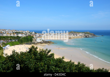 Ein Blick über Porthminster Beach und St.Ives in Cornwall, England, UK Stockfoto