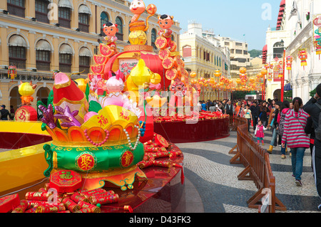 Chinese New Year Dekorationen in Macau Town Square, Macao, China Stockfoto
