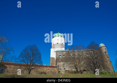 Schöne und alte historische Gebäude in Wyborg Stockfoto