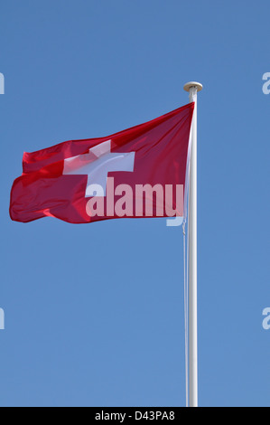 Flagge der Schweiz, Bretagne, Frankreich Stockfoto