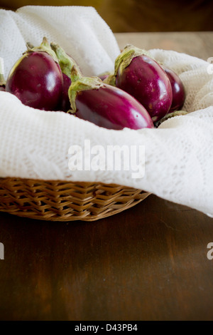 Mehrere indische Auberginen. Stockfoto