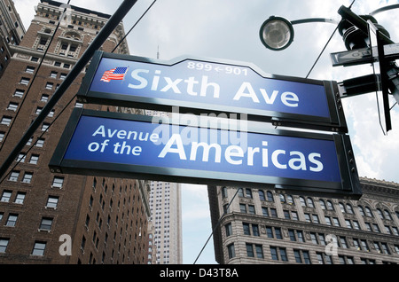 Schnittpunkt der 6th Avenue und 39th Street, New York City, New York, USA Stockfoto