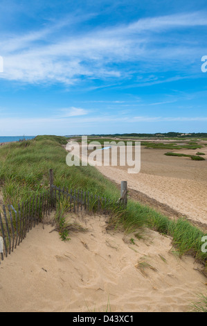 Holzzaun auf Strand, Provincetown, Cape Cod, Massachusetts, USA Stockfoto