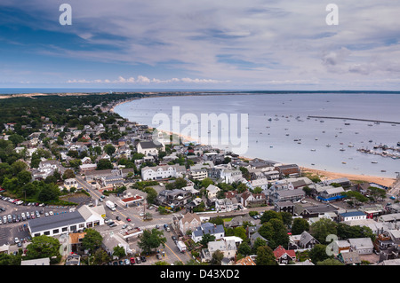 Überblick über Stadt und Hafen, Provincetown, Cape Cod, Massachusetts, USA Stockfoto