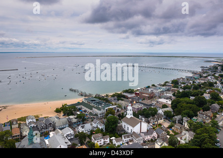 Überblick über Stadt und Hafen, Provincetown, Cape Cod, Massachusetts, USA Stockfoto