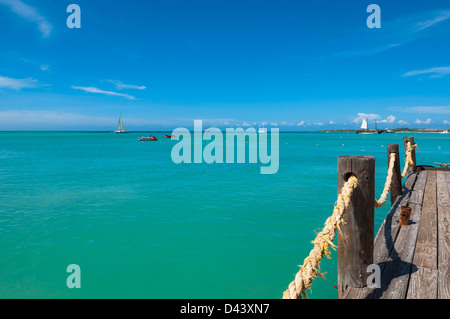 Pelican Pier und das Meer, Palm Beach, Aruba, kleine Antillen, Caribbean Stockfoto