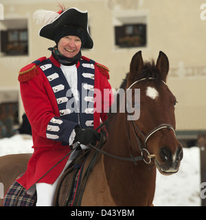 Schlitteda Festival Pferd Schnee Schweiz Schweizer Stockfoto