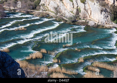 Kaskaden auf Roski slap Krka Nationalpark Kroatien Stockfoto