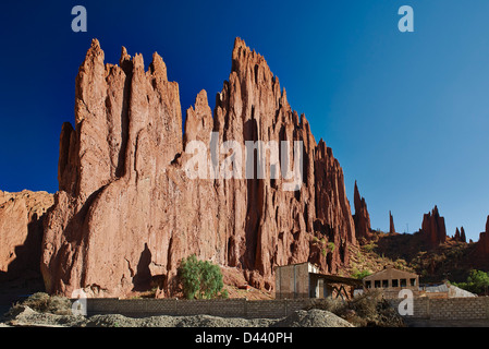 Erosion-Landschaft in der Nähe von Tupiza, roten Felsformationen in den Canon Del Inca, Tupiza Chichas Range, Bolivien, Südamerika Stockfoto