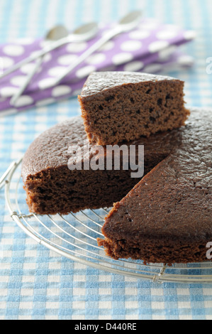 Nahaufnahme des Slice geschnitten aus Schokoladenkuchen Stockfoto