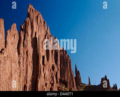 Erosion-Landschaft in der Nähe von Tupiza, roten Felsformationen in den Canon Del Inca, Tupiza Chichas Range, Bolivien, Südamerika Stockfoto