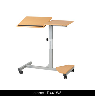 Verstellbare Laptop Computertisch isoliert auf weißem Hintergrund Stockfoto