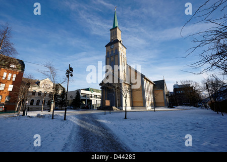 die Tromsø Kathedrale Troms Norwegen Europa Norwegens nur hölzerne Kathedrale Stockfoto