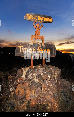 Teufel-Logo, Parque Nacinal de Timanfaya Nationalpark Timanfaya Lanzarote, Kanarische Inseln, Spanien Stockfoto