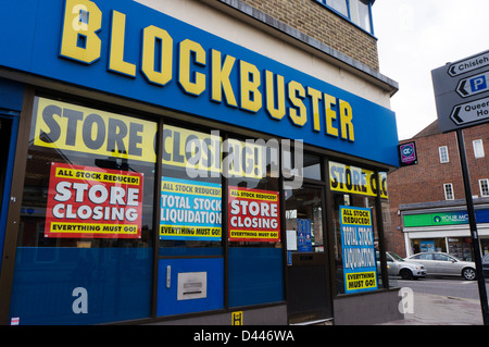 Eine Schließung der Blockbuster Videothek in Sidcup, Kent. Stockfoto