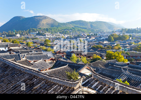 Lijiang Altstadt am Morgen, zum UNESCO-Weltkulturerbe in der Provinz Yunnan, China. Stockfoto