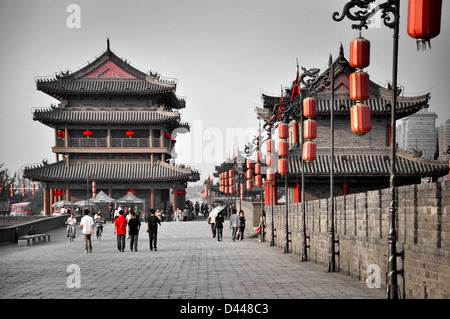 Tortürme der alten Stadtmauer von Xi ' an - Provinz Shaanxi, China Stockfoto