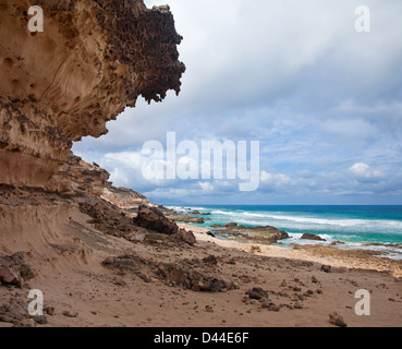 Erodierte Westküste von Fuerteventura in La Pared Stockfoto