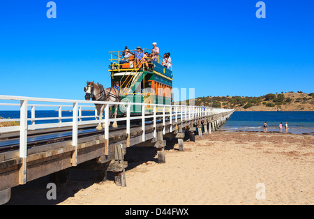 Die Pferdegespannen Straßenbahn in Victor Harbor in South Australia Fleurieu Peninsula Stockfoto