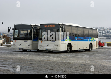 öffentliche Busse in Prostnetset Bus Station Tromso Stadt Zentrum Troms-Norwegen-Europa Stockfoto