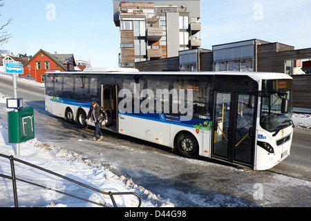 öffentlicher Bus in Tromso Stadt Zentrum Troms-Norwegen-Europa Stockfoto