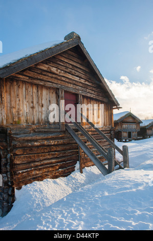 Geilojordet, ein kleines Freilichtmuseum mit ländlichen Gebäuden von einem Bauernhof aus dem 18. und 19. Jahrhundert, Geilo, Norwegen Stockfoto