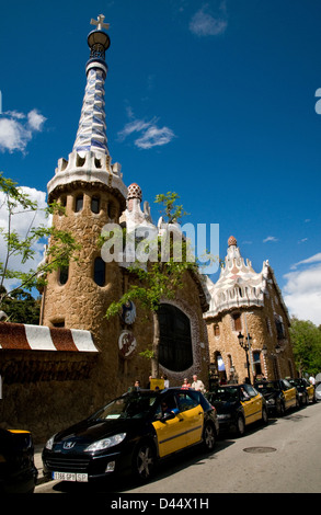 Eingang zum Parc Güell, Barcelona, Spanien Stockfoto