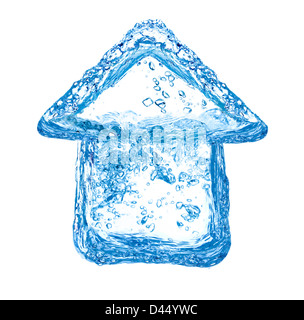 Haus-Symbol gemacht von sauberem Wasser spritzt Stockfoto