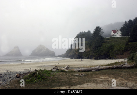 Heaceta Kopf Leuchtturmwärter Haus Florence Oregon, Lighthouse Keepers Viertel, Strandhaus, leichte Pfleger nach Hause, Heaceta Head Stockfoto