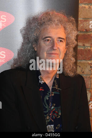 BRIAN MAY PRS für Musik Ehren Königin mit einem HERITAGE AWARD IMPERIAL COLLEGE LONDON UK 5. März 2013 Stockfoto