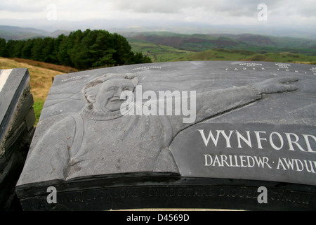 Wynford Vaughan Thomas Denkmal Detail Dylife Powys Wales UK Stockfoto