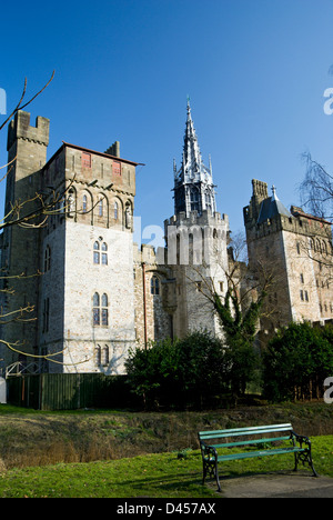 Cardiff Castle von Bute Park Cardiff South Wales, Australia Stockfoto