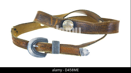 Eine sehr alte Buffalo nickel Gürtel auf einem weißen Hintergrund. Stockfoto
