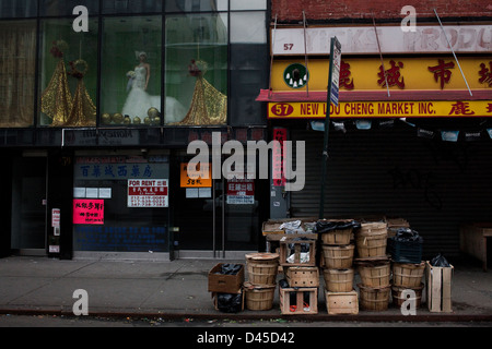 NYC Chinatown Sandy Nachwirkungen Stockfoto