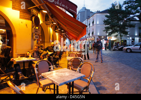 Restaurant La Bohème in Montmartre am Abend Stockfoto