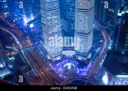 Skyline von Shanghai Nacht im Lujiazui in Urlaub, Geschäftsviertel von shanghai Stockfoto